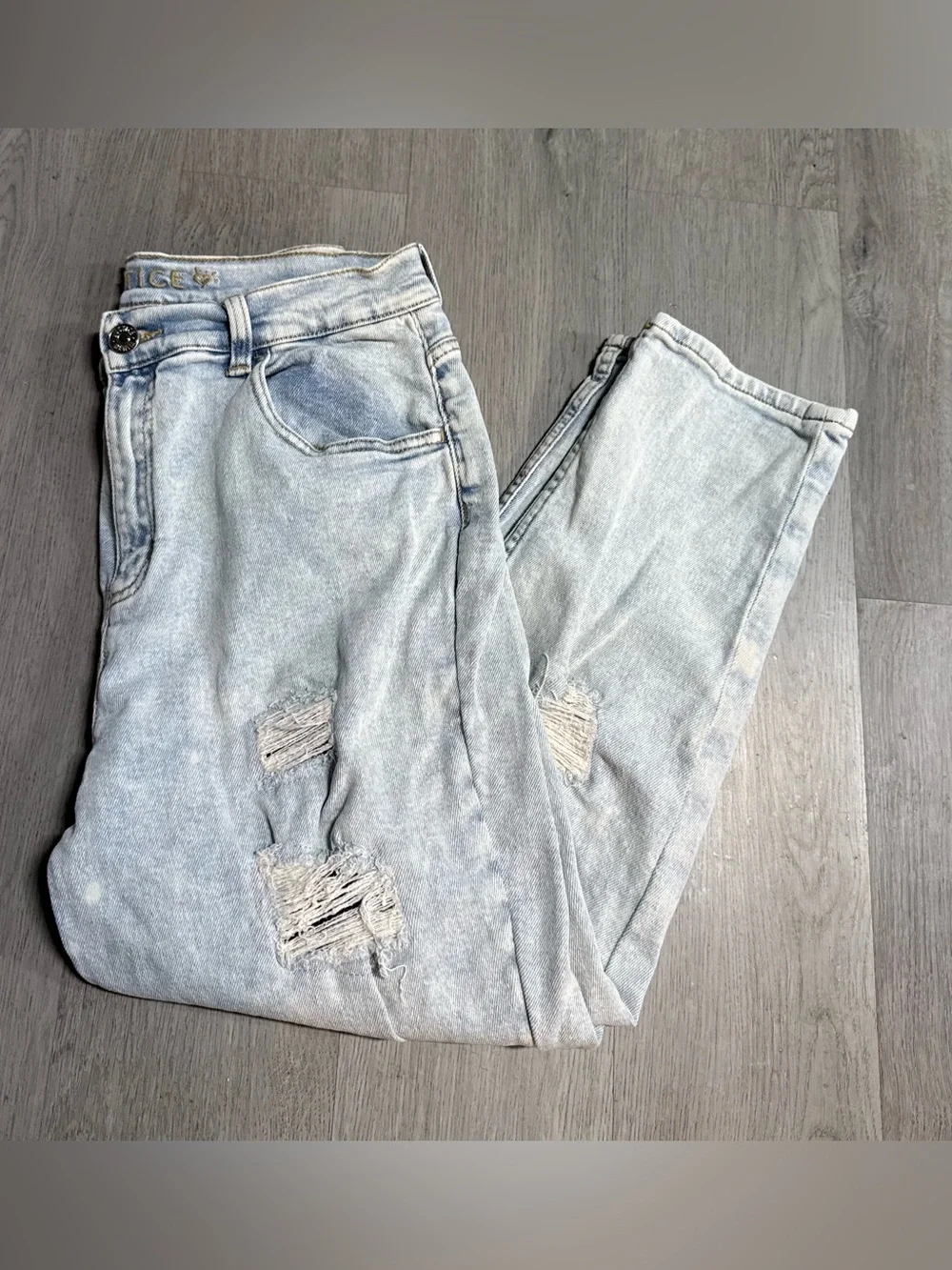 •JUSTICE• DISTRESSED MINI MOM JEANS